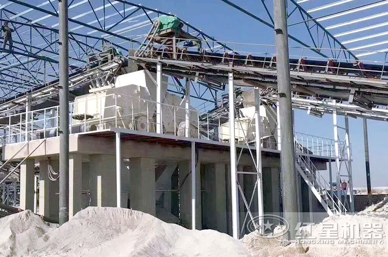 反擊破碎機生產現場,河北大型砂石生產線 反擊破碎機生產現場,河北大型砂石生產線